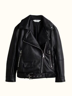 H&M Oversized Faux Leather Biker Jacket